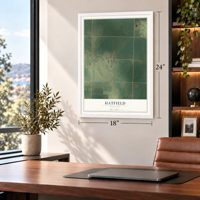 Hatfield, Minnesota map, 18 x 24 inch print in a white frame in a home office