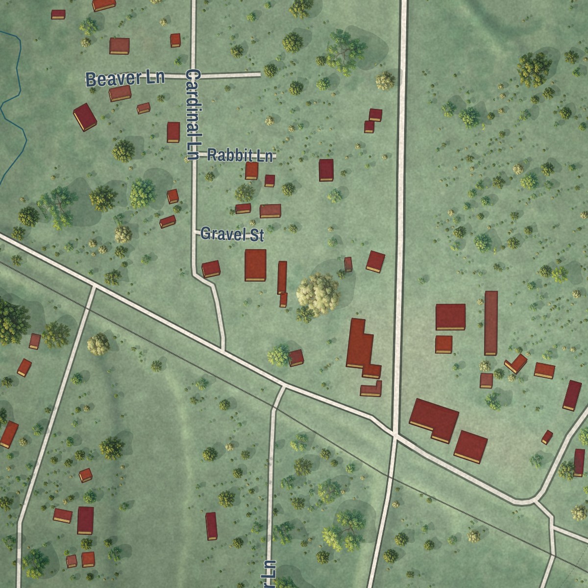 Second close-up of the map of Hatfield, Wisconsin print showing more streets and buildings