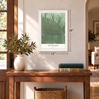 Hattieville, Arkansas map, 12 x 18 inch print in a white frame in an entryway