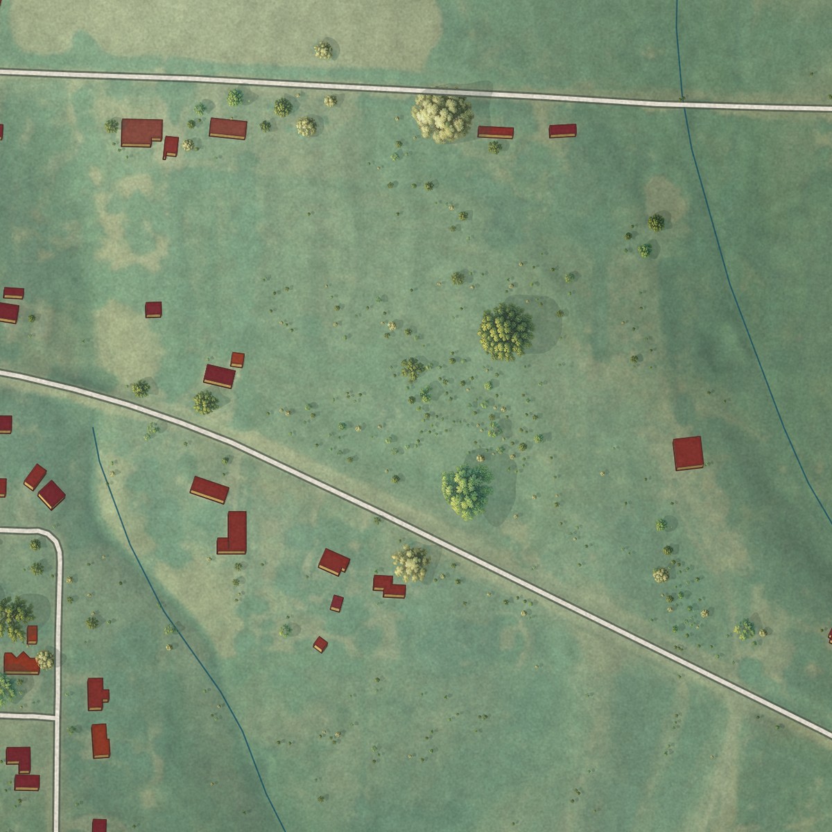 Second close-up of the map of Hatton, Alabama print showing more streets and buildings