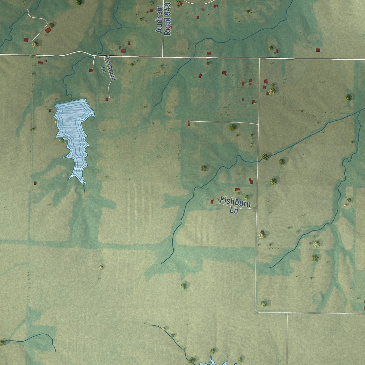 Second close-up of the map of Hatton, Missouri print showing more streets and buildings