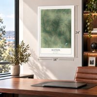 Hatton, Missouri map, 18 x 24 inch print in a white frame in a home office