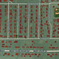 Second close-up of the map of Haubstadt, Indiana print showing more streets and buildings