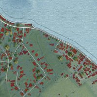 Second close-up of the map of Hauula, Hawaii print showing more streets and buildings