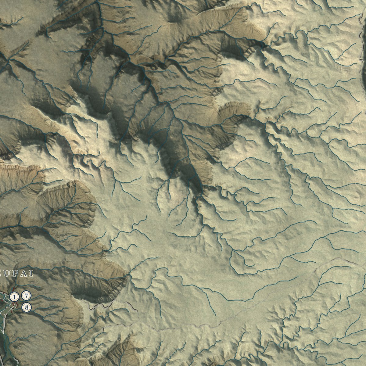 Second close-up of the map of Havasupai Tribe, Arizona print showing more streets and buildings