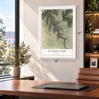Havasupai Tribe, Arizona map, 18 x 24 inch print in a white frame in a home office