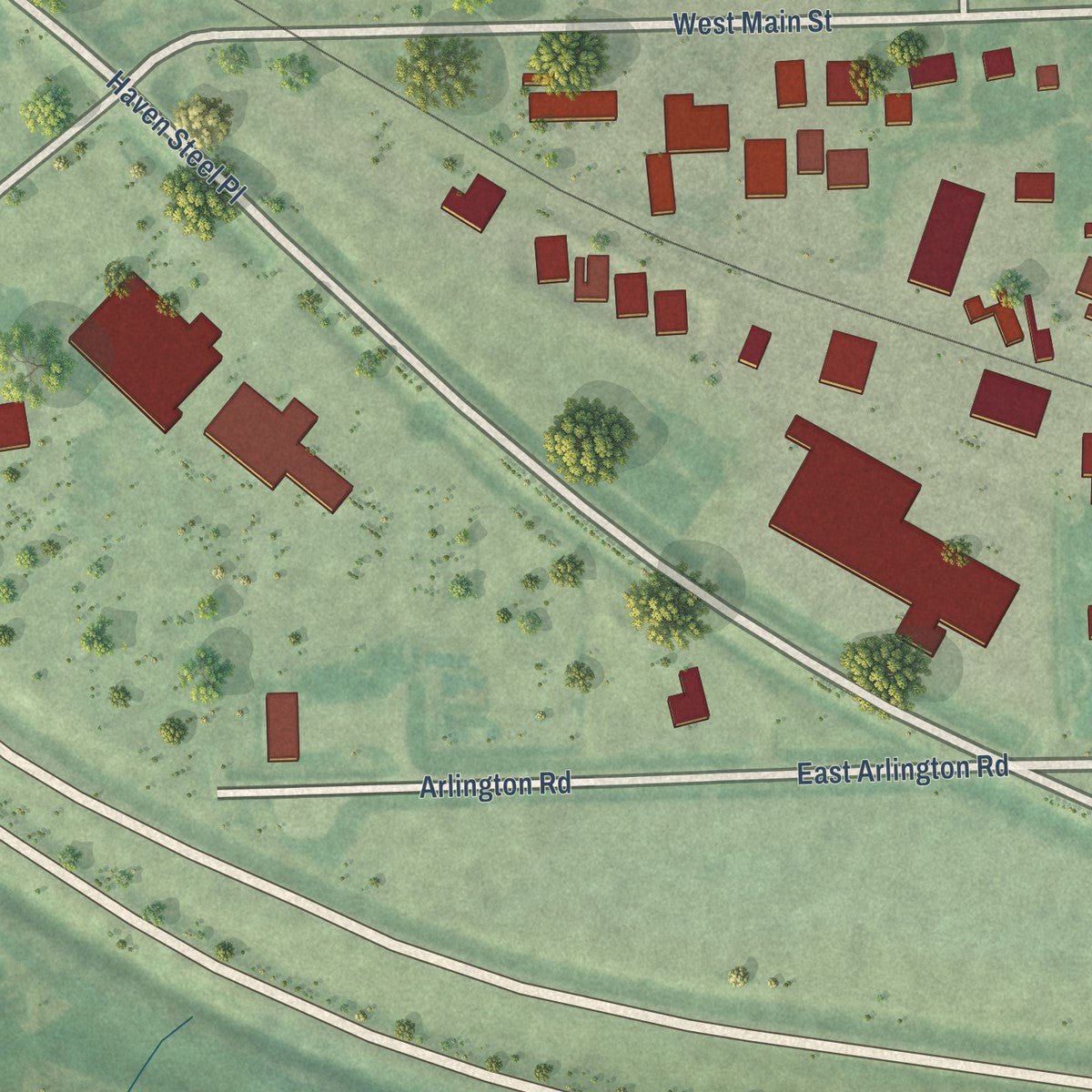 Second close-up of the map of Haven, Kansas print showing more streets and buildings