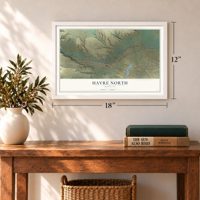 Havre North, Montana map, 12 x 18 inch print in a white frame in an entryway