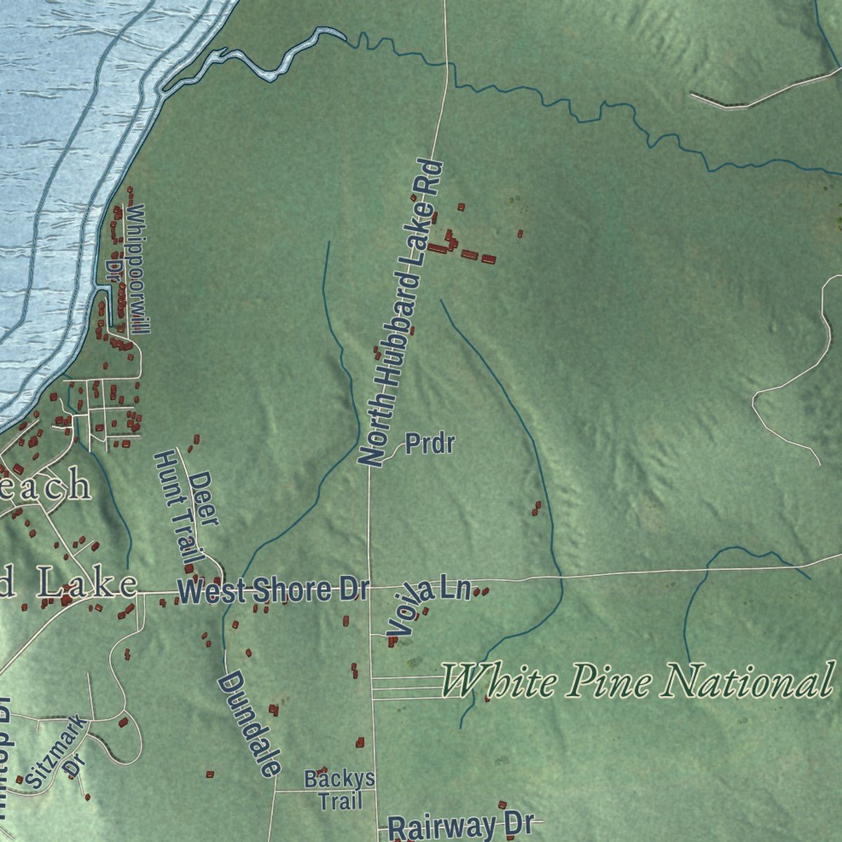Second close-up of the map of Hawes, Michigan print showing more streets and buildings