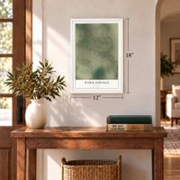 Hawk Springs, Wyoming map, 12 x 18 inch print in a white frame in an entryway