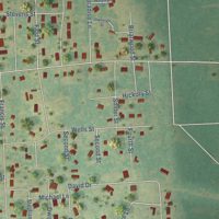 Second close-up of the map of Hawkins, Texas print showing more streets and buildings
