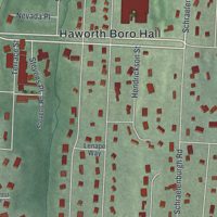 Second close-up of the map of Haworth, New Jersey print showing more streets and buildings