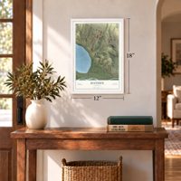 Hayden, Arizona map, 12 x 18 inch print in a white frame in an entryway