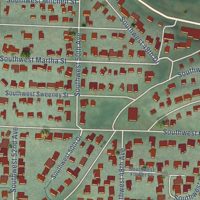 Second close-up of the map of Hayhurst, Oregon print showing more streets and buildings