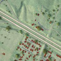 Second close-up of the map of Haymarket, Virginia print showing more streets and buildings