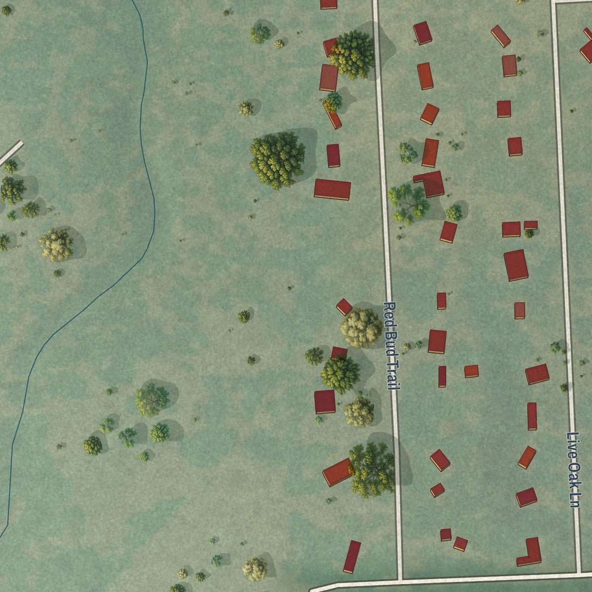 Second close-up of the map of Hays, Texas print showing more streets and buildings