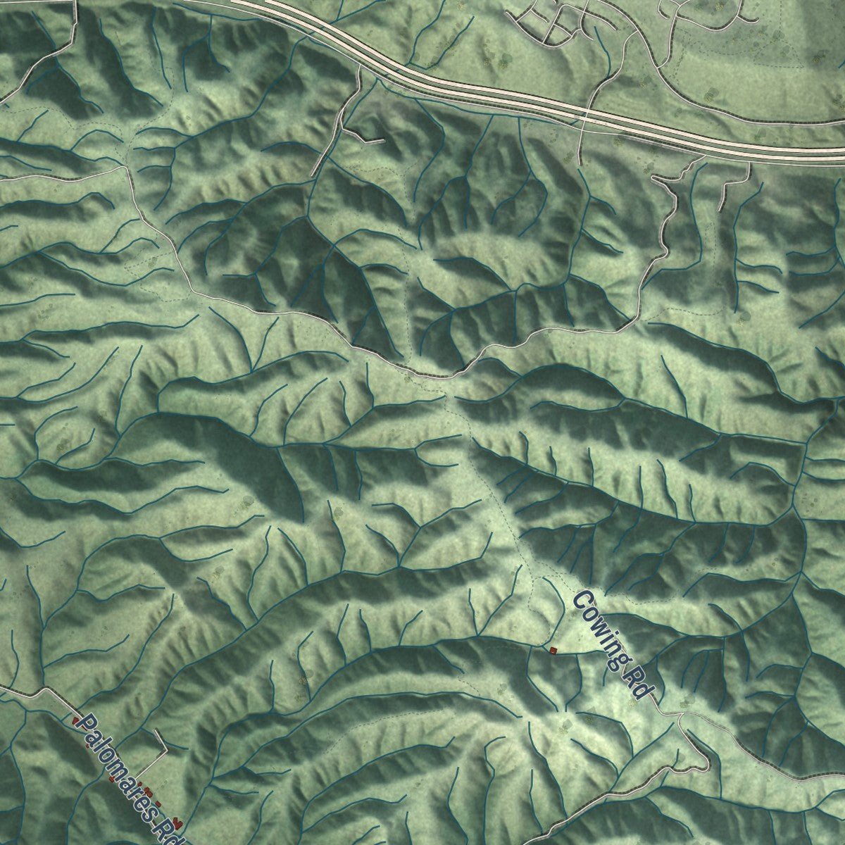 Second close-up of the map of Hayward, California print showing more streets and buildings