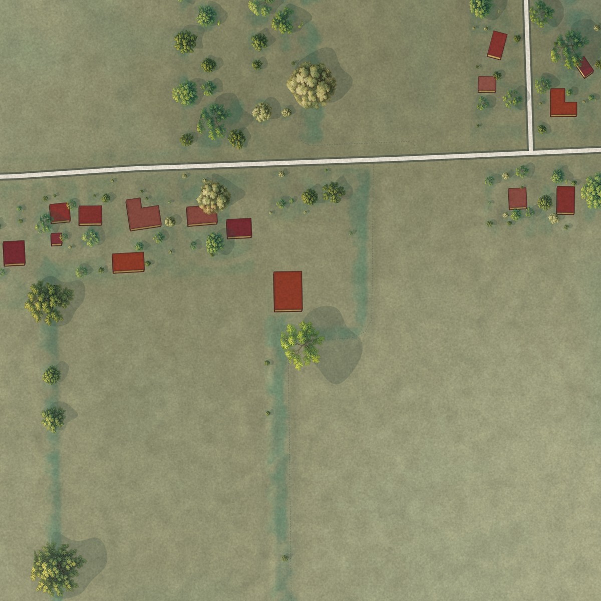Second close-up of the map of Hayward, Missouri print showing more streets and buildings