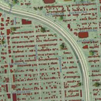 Second close-up of the map of Hazel Park, Michigan print showing more streets and buildings