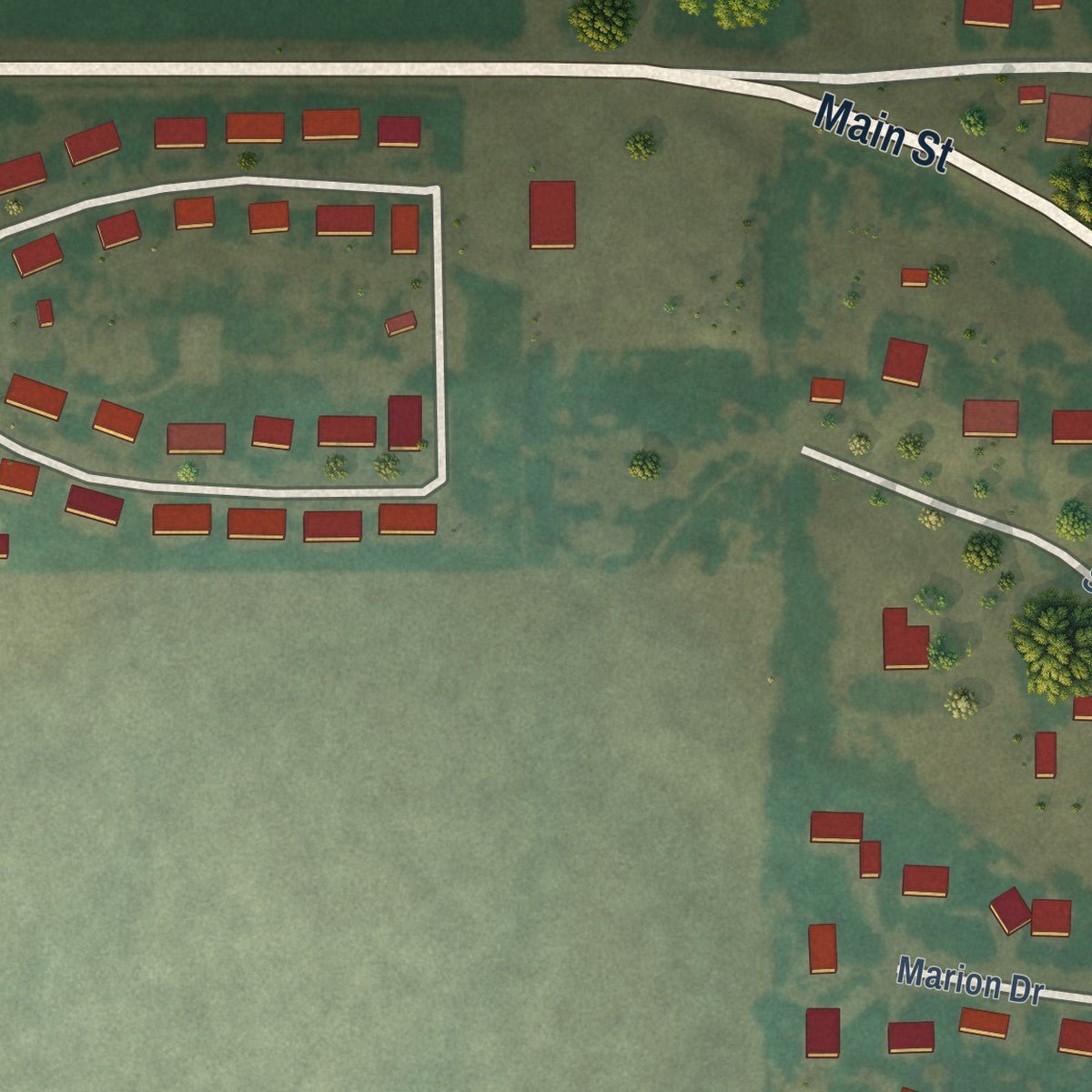 Second close-up of the map of Hazelton, Idaho print showing more streets and buildings