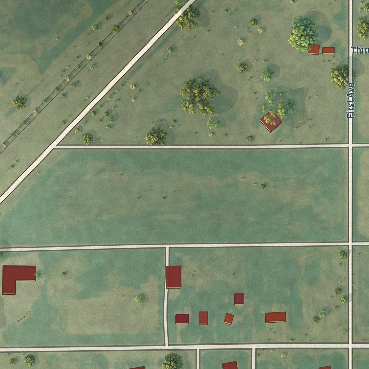 Second close-up of the map of Hazelton, Kansas print showing more streets and buildings