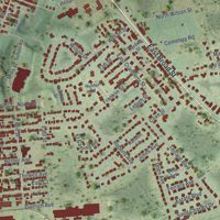 Second close-up of the map of Hazleton, Pennsylvania print showing more streets and buildings