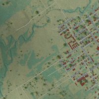 Second close-up of the map of Hearne, Texas print showing more streets and buildings