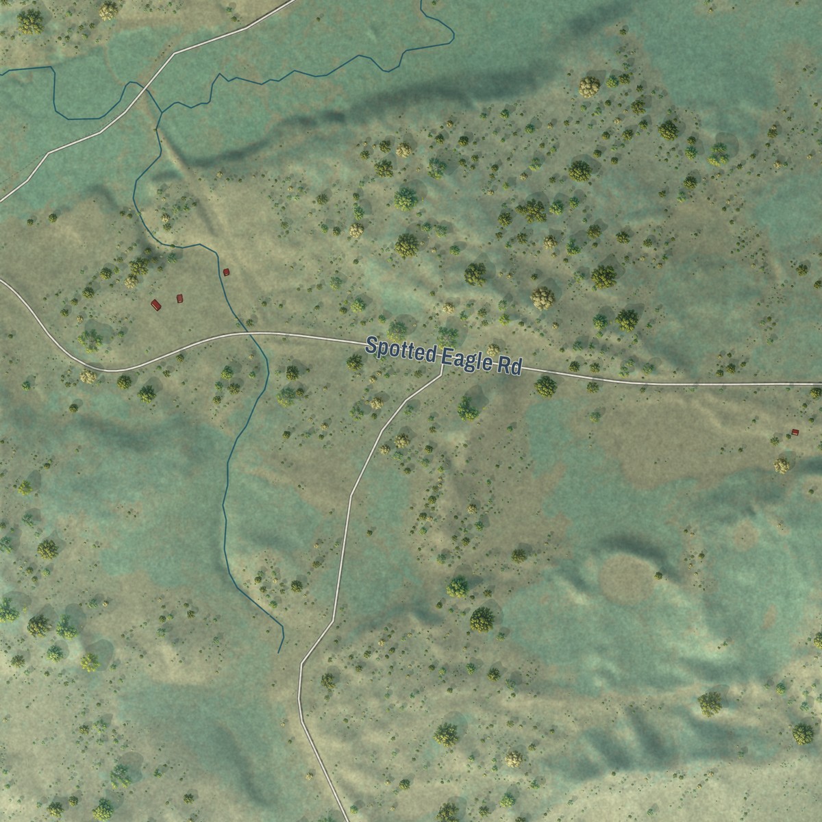 Second close-up of the map of Heart Butte, Montana print showing more streets and buildings