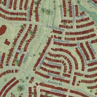 Second close-up of the map of Heartland, Texas print showing more streets and buildings