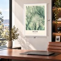 Heath, Massachusetts map, 18 x 24 inch print in a white frame in a home office