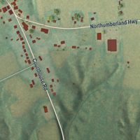 Second close-up of the map of Heathsville, Virginia print showing more streets and buildings