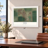 Heber, California map, 18 x 24 inch print in a white frame in a home office