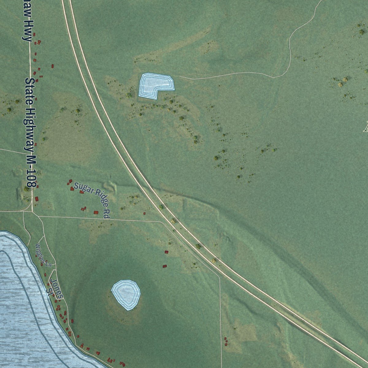 Second close-up of the map of Hebron, Michigan print showing more streets and buildings