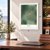 Hecla, South Dakota map, 18 x 24 inch print in a white frame in a home office