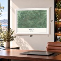 Heflin, Alabama map, 18 x 24 inch print in a white frame in a home office