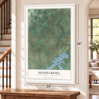 Heidelberg, York County, Pennsylvania map, 24 x 36 inch print in a white frame by a staircase