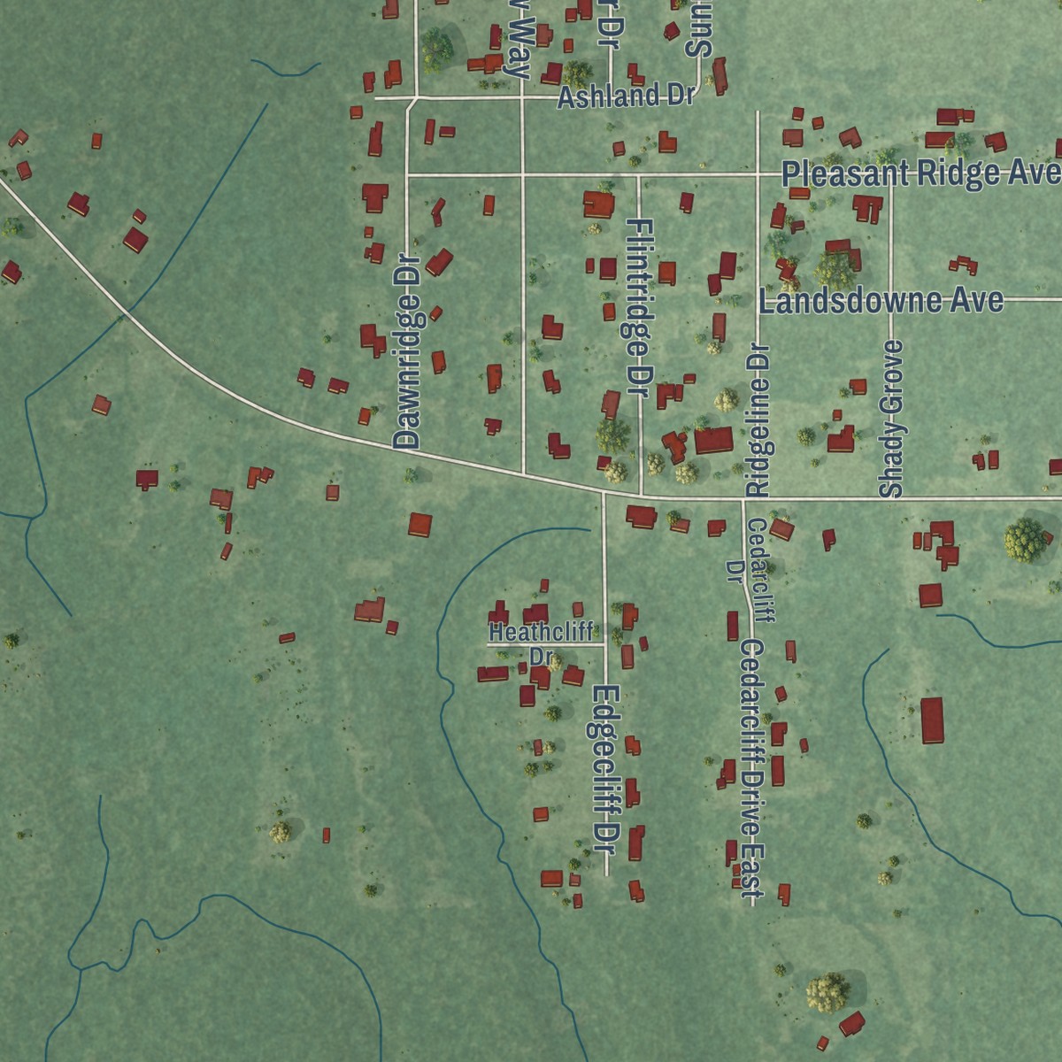 Second close-up of the map of Helena, Mississippi print showing more streets and buildings