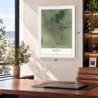 Helena, Ohio map, 18 x 24 inch print in a white frame in a home office