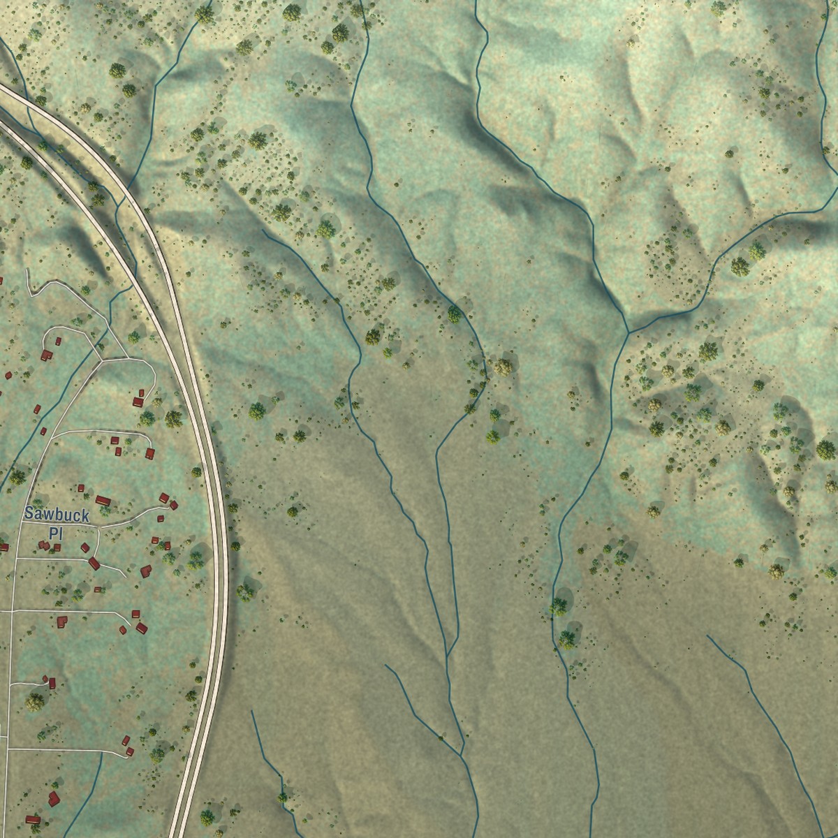 Second close-up of the map of Helena Valley Northwest, Montana print showing more streets and buildings