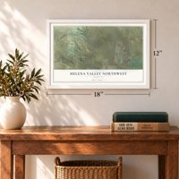 Helena Valley Northwest, Montana map, 12 x 18 inch print in a white frame in an entryway