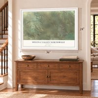 Helena Valley Northwest, Montana map, 24 x 36 inch print in a white frame above a dresser by a staircase