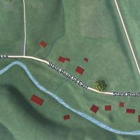 Second close-up of the map of Heltonville, Indiana print showing more streets and buildings