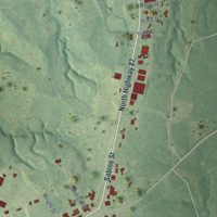 Second close-up of the map of Hemphill, Texas print showing more streets and buildings