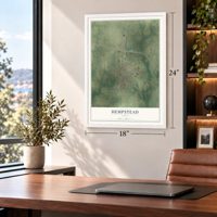 Hempstead, Texas map, 18 x 24 inch print in a white frame in a home office