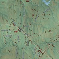 Second close-up of the map of Henagar, Alabama print showing more streets and buildings