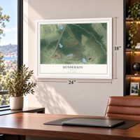 Henderson, Georgia map, 18 x 24 inch print in a white frame in a home office