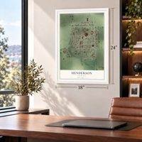 Henderson, Nebraska map, 18 x 24 inch print in a white frame in a home office