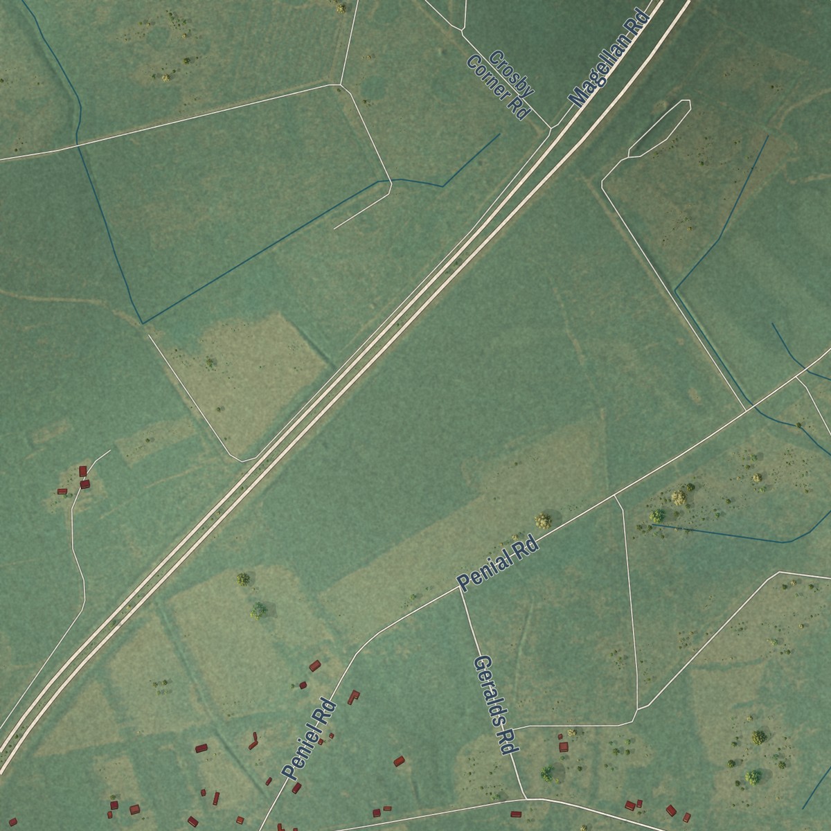 Second close-up of the map of Hendersonville, South Carolina print showing more streets and buildings