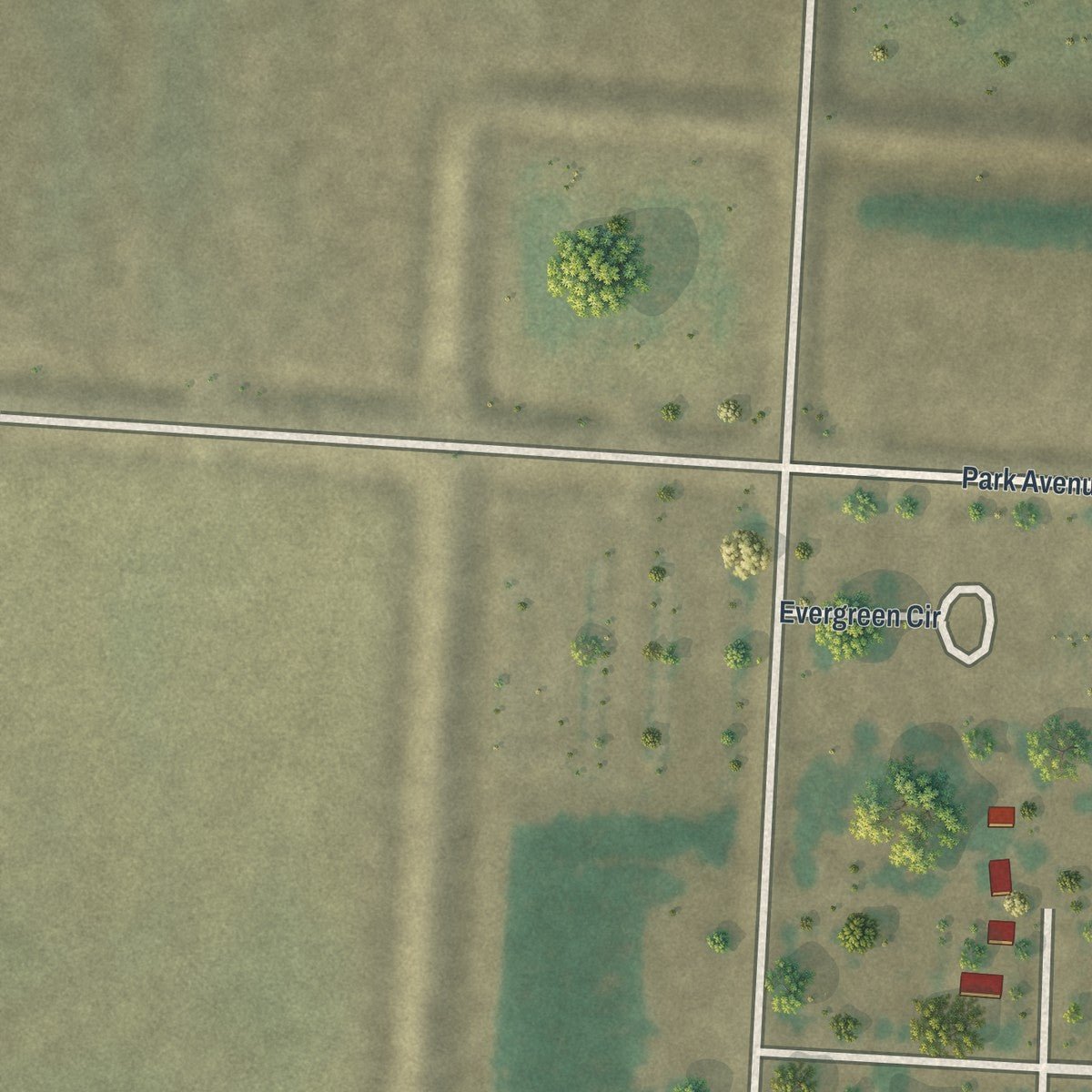 Second close-up of the map of Hendrum, Minnesota print showing more streets and buildings