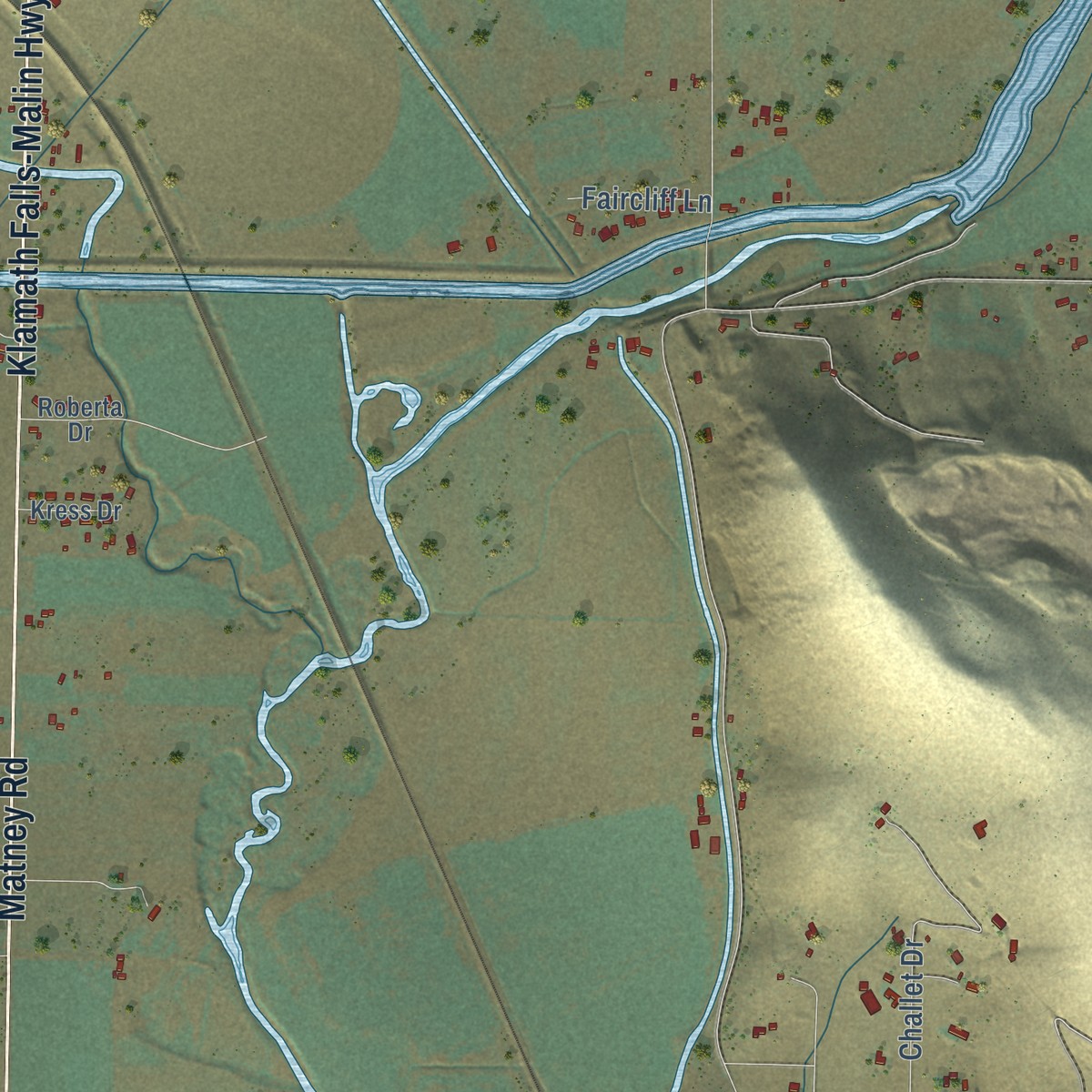 Second close-up of the map of Henley, Oregon print showing more streets and buildings